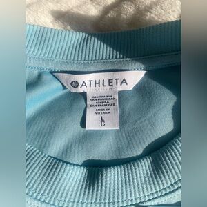 Athleta Seasoft Rib Crewneck Sweatshirt in Light Blue, NWT